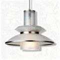 Lampadario in metallo satinato e vetro bianco diametro 25 cm altezza 30 cm