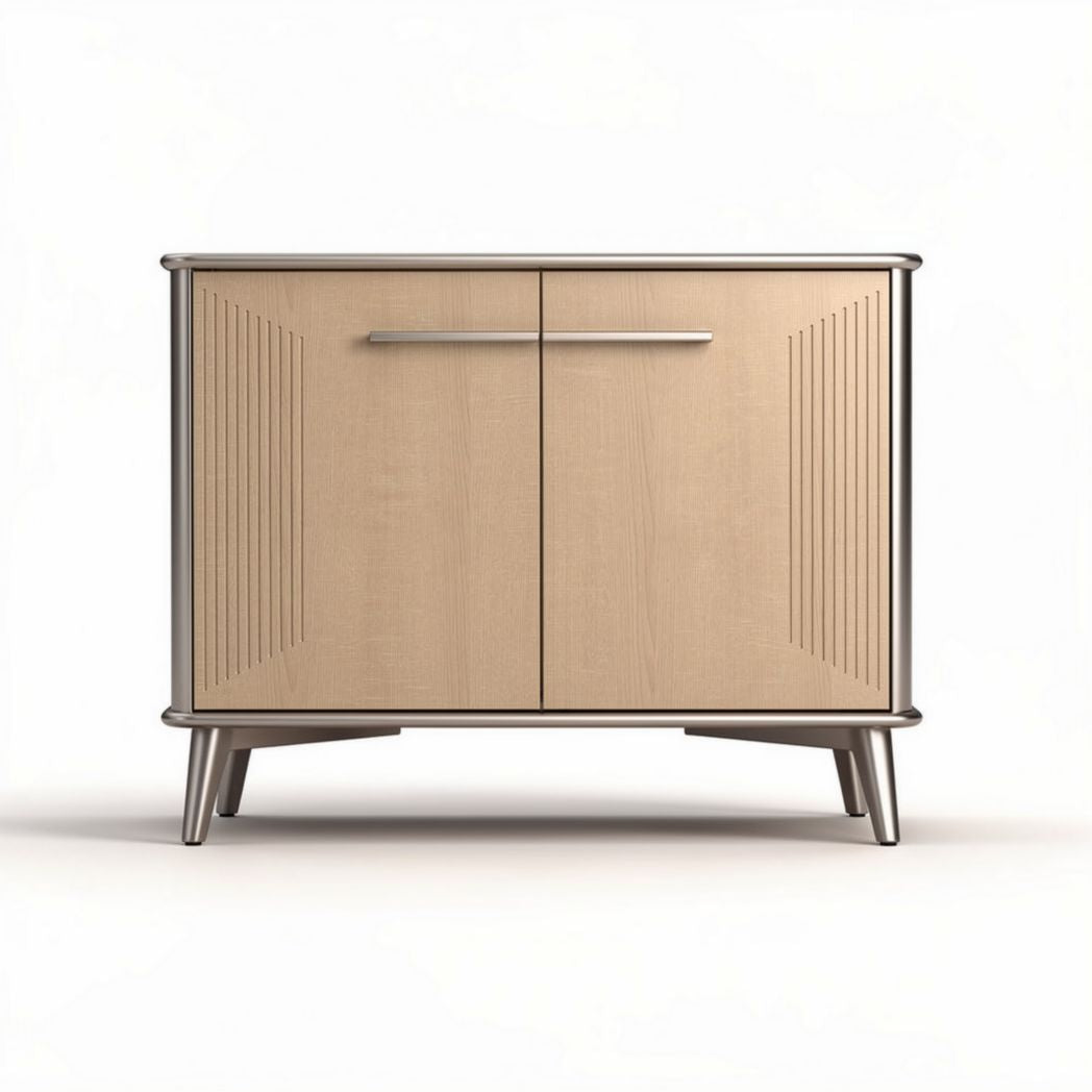 Credenza in legno color beige con ante e maniglia metallica dimensioni 60 x 40 x 70cm