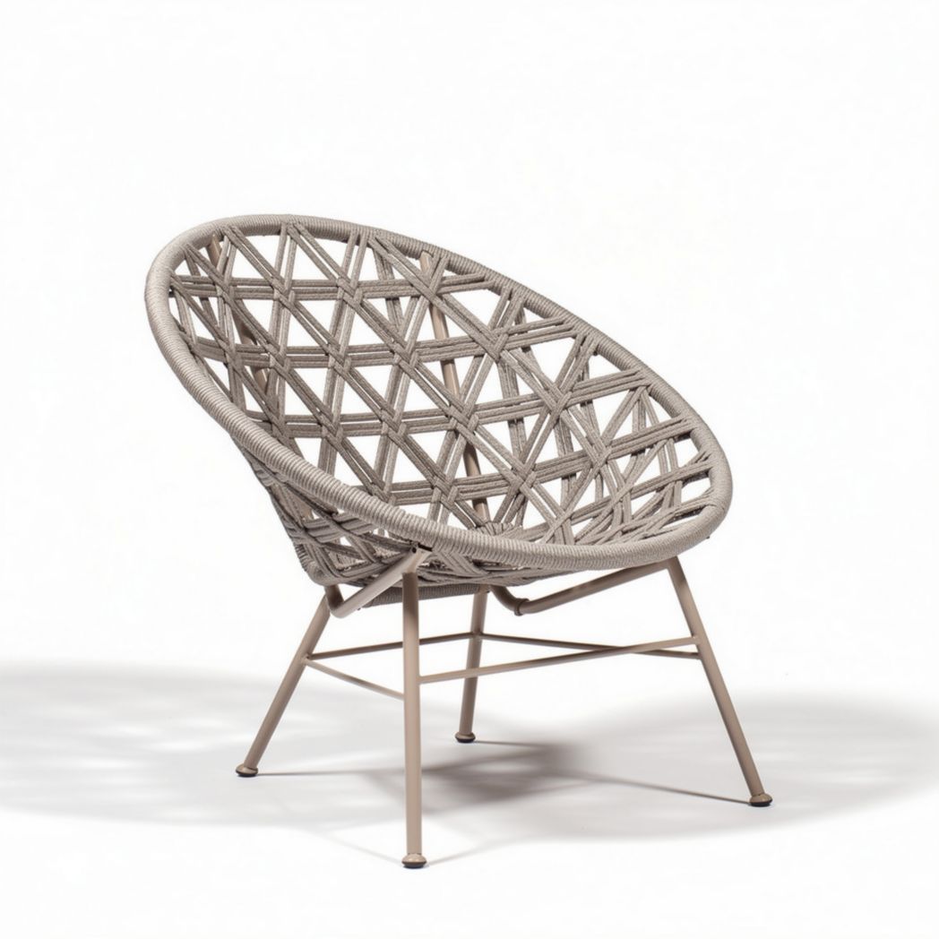 Sedia a sospensione in rattan nero con struttura metallica 80 x 80 x 90cm