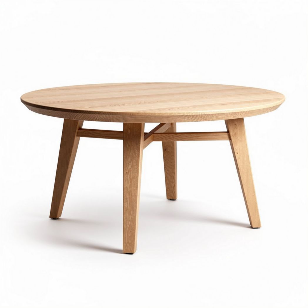 Tavolo rotondo in legno chiaro con diametro 90 x 90 x 75cm