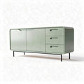 Mobiletto basso verde in metallo con 3 cassetti e 1 anta 150 x 45 x 70cm