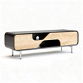 Mobiletto soggiorno in legno e metallo nero 150 x 40 x 45cm con vano aperto