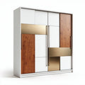 Armadio moderno in legno e metallo bianco e oro dimensioni 150 x 200 x 50cm