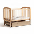 Culla in legno naturale con materasso e cassetto dimensioni 120 x 60 x 80 cm