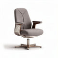 Sedia girevole in tessuto grigio con braccioli e base in metallo 60 x 60 x 100cm