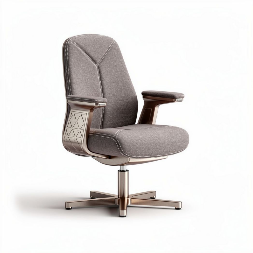 Sedia girevole in tessuto grigio con braccioli e base in metallo 60 x 60 x 100cm