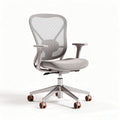Sedia da ufficio ergonomica in rete grigia con braccioli e base girevole