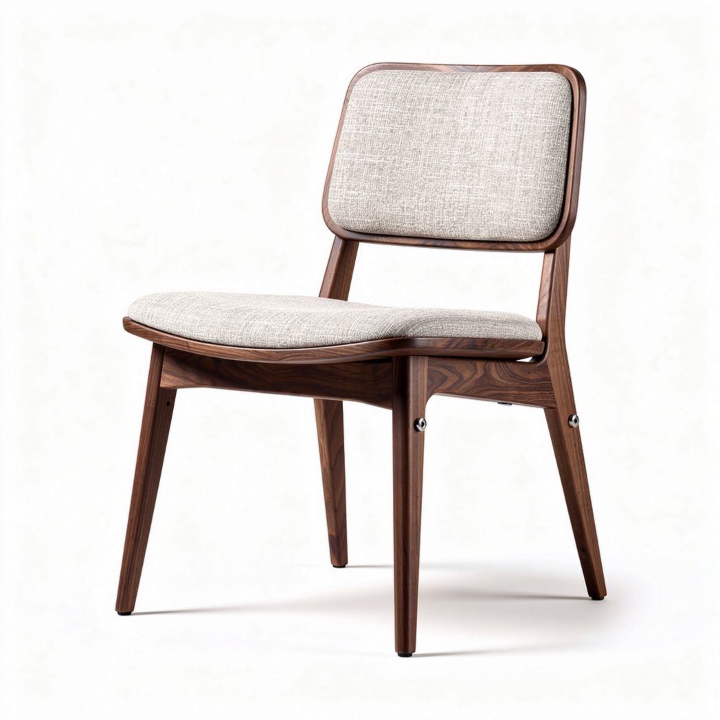 Sedia in legno di noce con cuscino in tessuto beige dimensioni 45 x 45 x 80cm