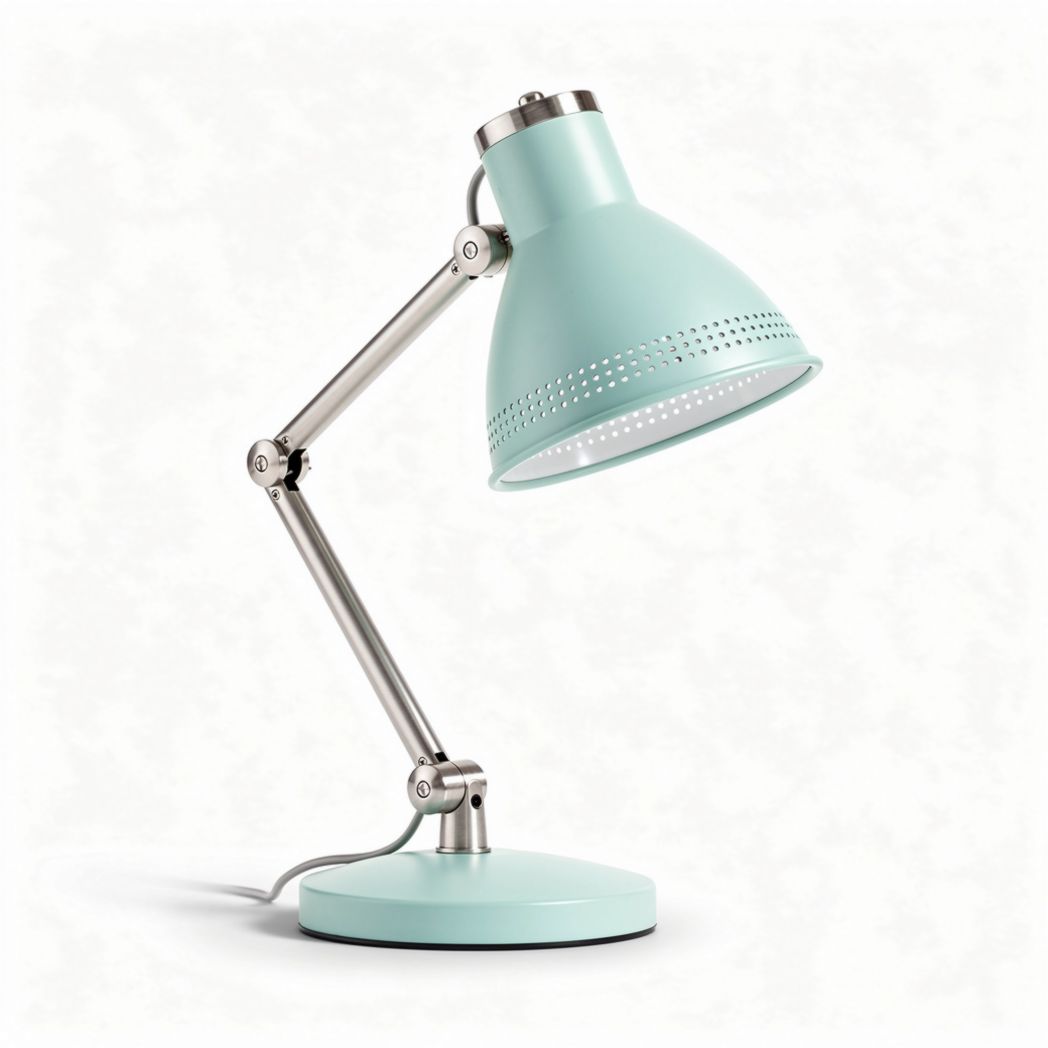 Lampada da scrivania regolabile in metallo verde acqua con paralume 40 x 25 x 60cm